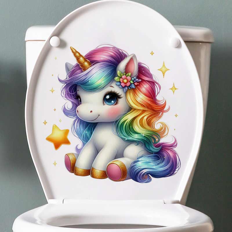Cute Rainbow Unicorn Wall Stic - Baby Nursery Mural Wallpaper ulasan dan harga