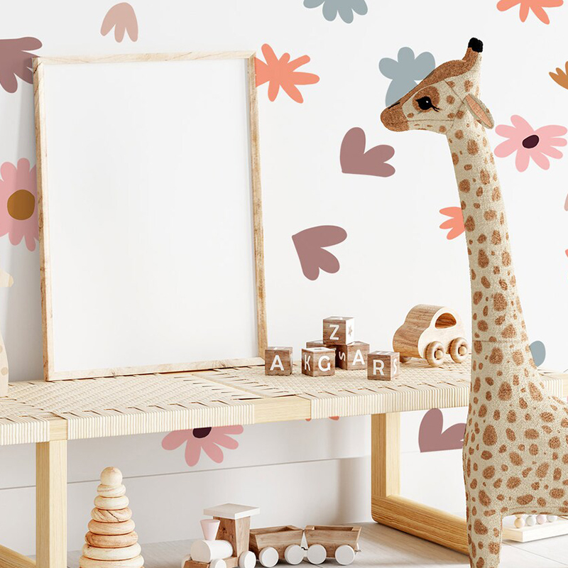 DIY Multicolored Flowers Wall  - Baby Nursery Wallpaper Girl ulasan dan harga