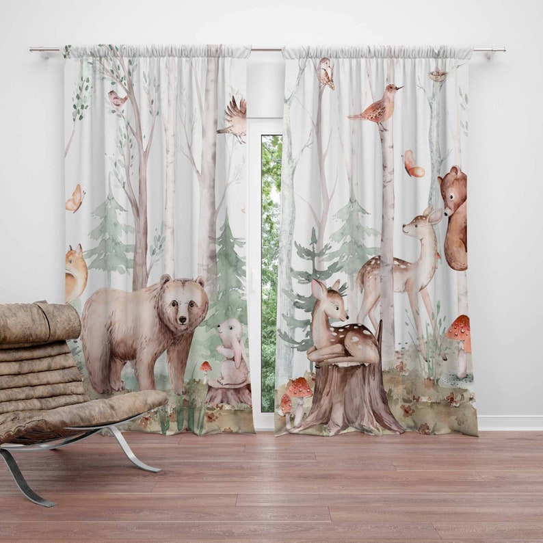 Forest Animals Curtains Kids N - Baby Nursery Youtube ulasan dan harga