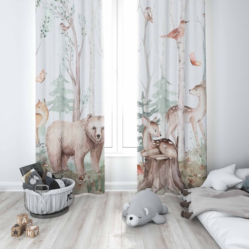 Forest Animals Curtains Kids N - Baby Nursery Youtube ulasan dan harga