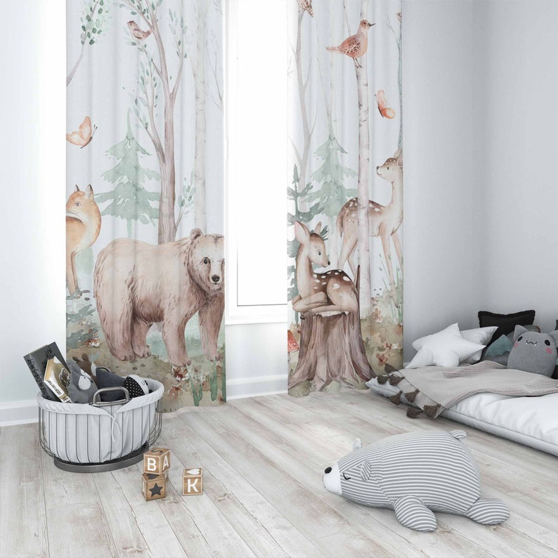 Forest Animals Curtains Kids N - Baby Nursery Youtube ulasan dan harga