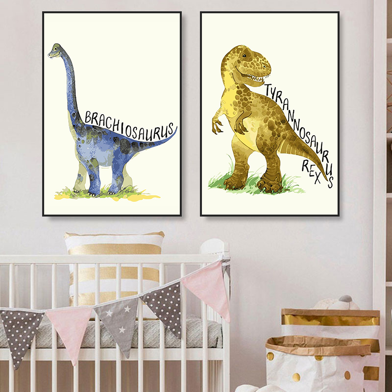 Watercolor Dinosaur Poster Nur - Baby Nursery Animal Pictures ulasan dan harga