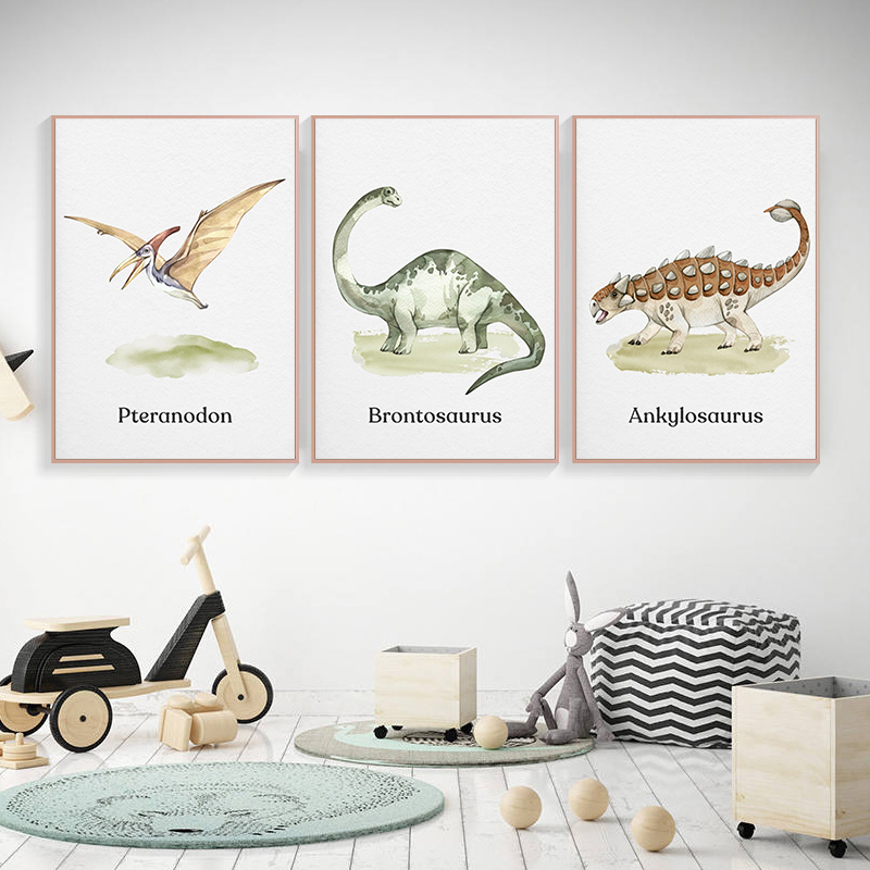 Watercolor Dinosaur Poster Nur - Baby Nursery Animal Pictures ulasan dan harga
