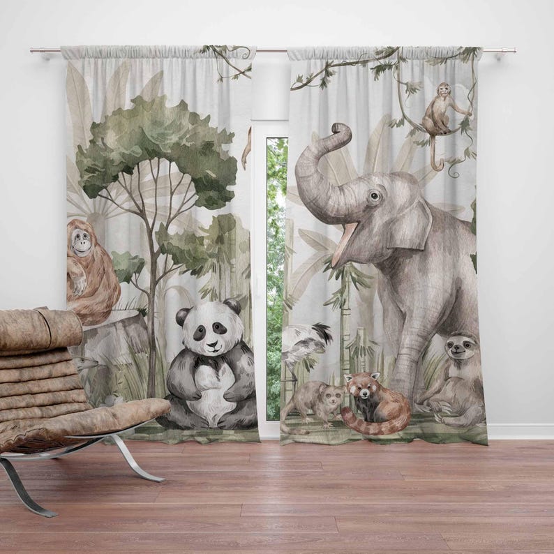 Safari Animals Curtains Kids B - Baby Nursery Youtube ulasan dan harga