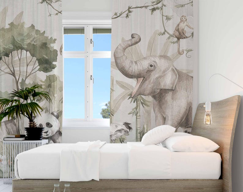 Safari Animals Curtains Kids B - Baby Nursery Youtube ulasan dan harga