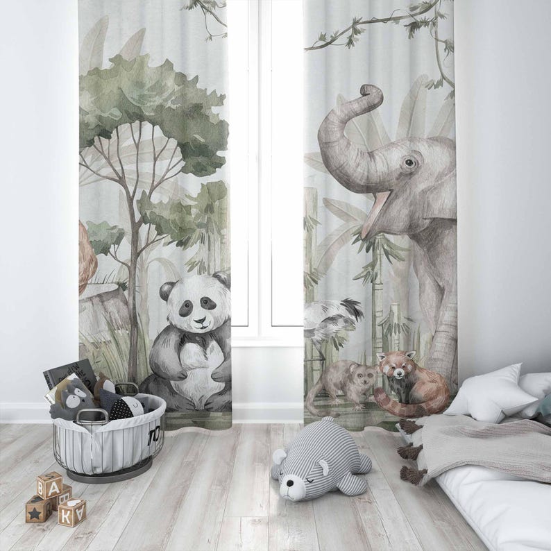 Safari Animals Curtains Kids B - Baby Nursery Youtube ulasan dan harga