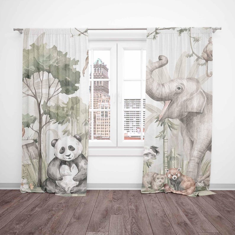 Safari Animals Curtains Kids B - Baby Nursery Youtube ulasan dan harga