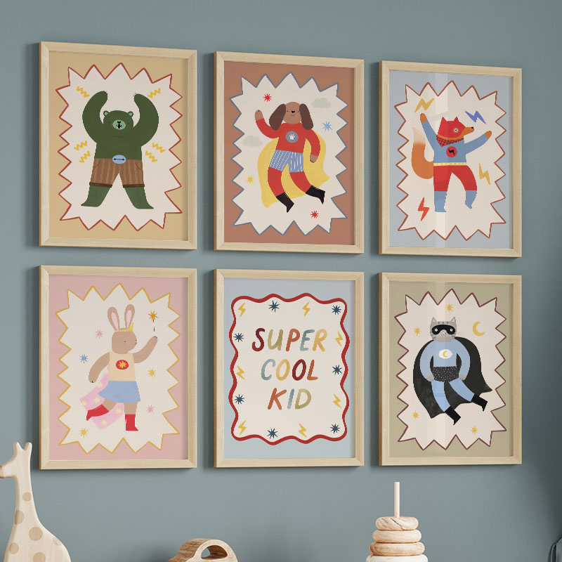 Funny Cartoon Super Cool Kid N - Baby Nursery Animal Pictures ulasan dan harga