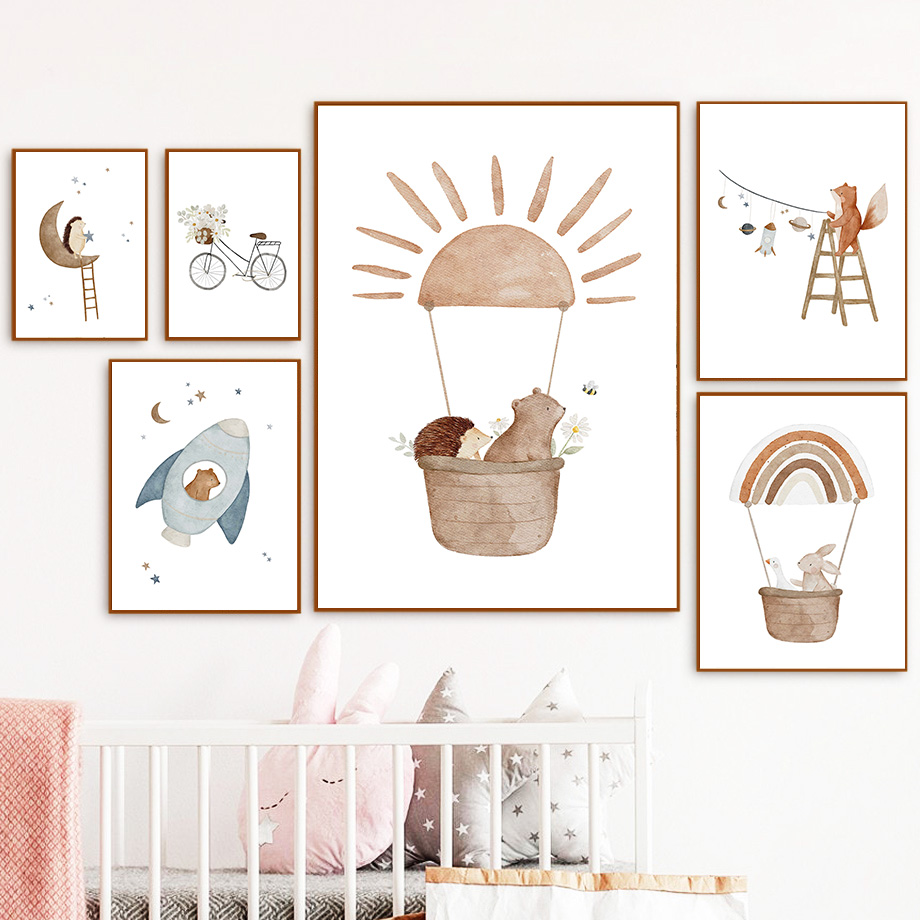 Cartoon Animals Nursery Wall A - Baby Nursery Animal Pictures ulasan dan harga
